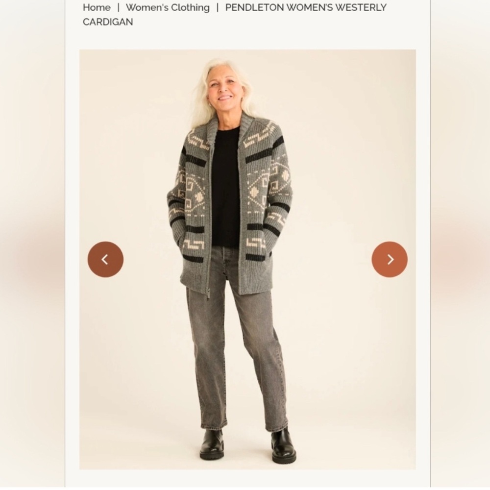 Pendleton Women’s Westerly Cardigan. NWT Sz XL. Gray